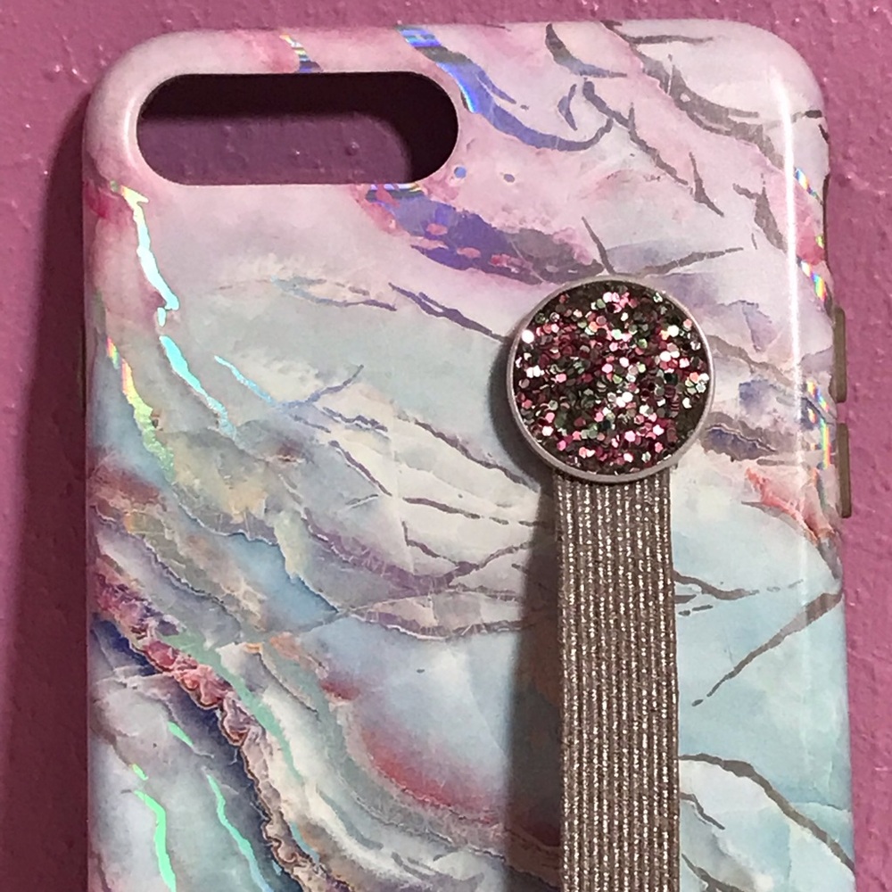 Velvet Caviar Holographic Moonstone iPhone 7 Plus Case w/Casemate Glitter Strap
